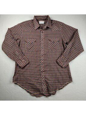 Vintage 70's Western Pearl Snap Wrangler Shirt Mens 16.5 33